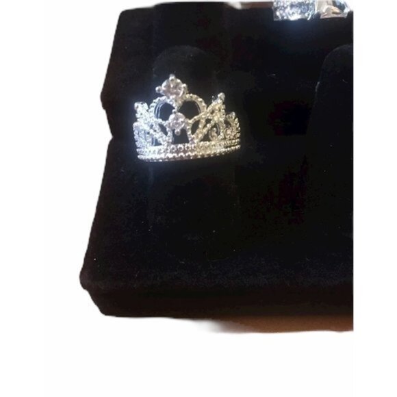 Princess 925 Silver Plated Band Zircon Crown Ring Size 7 Fashion Jewelry - Picture 2 of 5